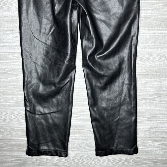 7 For All Mankind Black Faux Leather Pants Women’s M Vegan Leather Coated Jogger - Picture 9 of 15